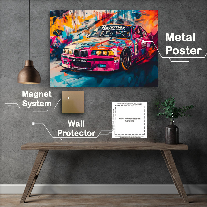 Buy Metal Poster : (Painting of an E36 M3 race car abstract)