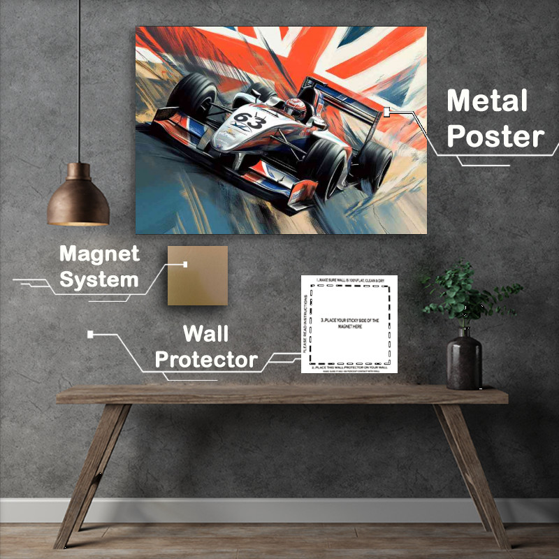 Buy Metal Poster : (Racing formula one style with the british flag)