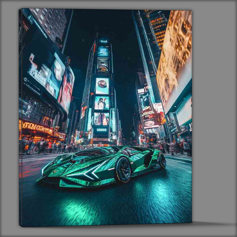 Buy Canvas : (Lamborghini concept car bright lights big city)