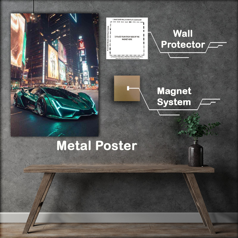 Buy Metal Poster : (Lamborghini hypercar with elements of green)