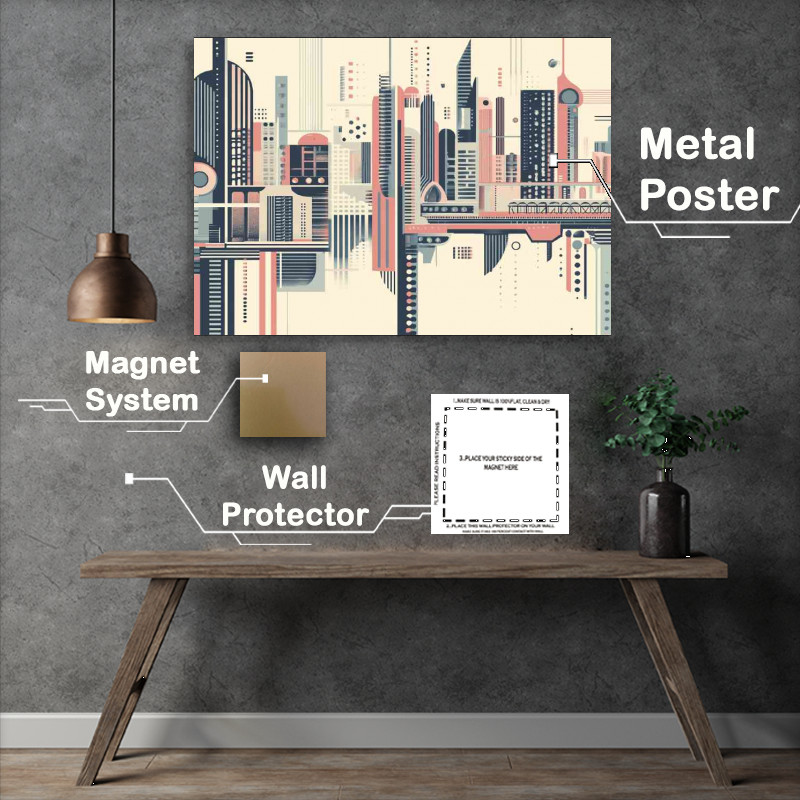Buy Metal Poster : (Abstract vector illustration of a cityscape future)