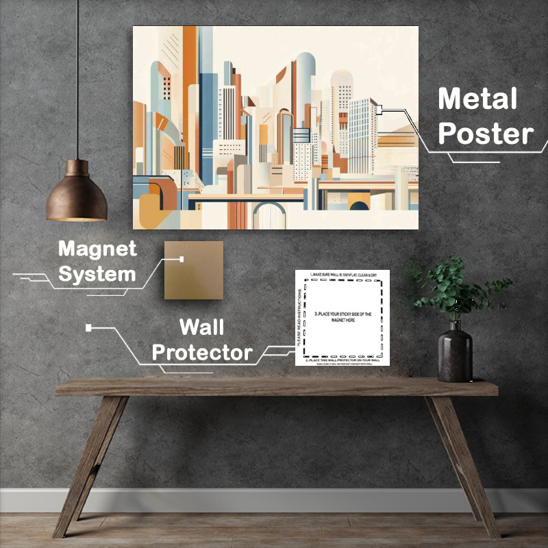 Buy Metal Poster : (Abstract vector illustration of a cityscape post future)