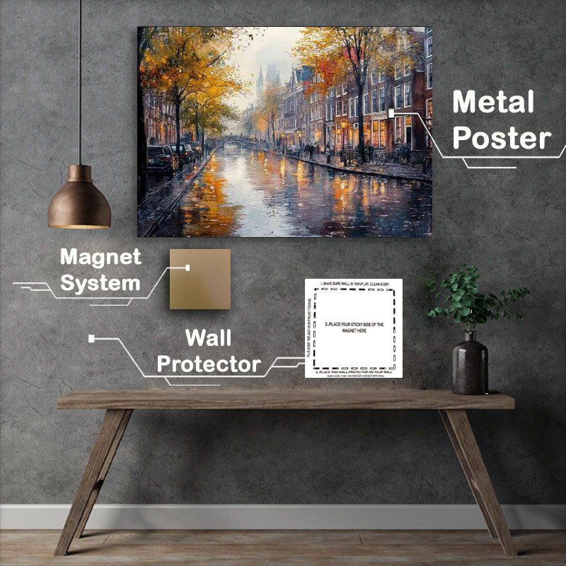 Buy Metal Poster : (Rainy day in Amsterdam)
