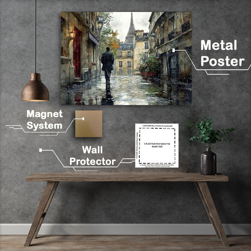 Buy Metal Poster : (Rainy day in Paris)