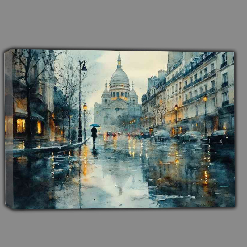 Buy Canvas : (Watercolour photorealistic illustration Paris)