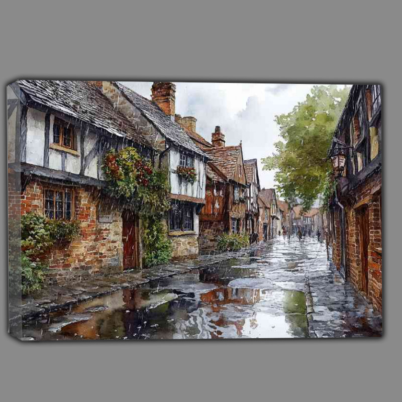 Buy Canvas : (Watercolour photorealistic illustration York cobbled streets)