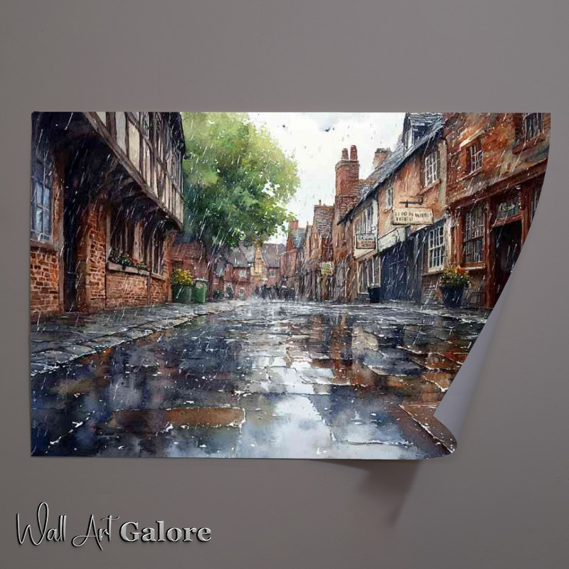 Buy Unframed Poster : (Watercolour photorealistic illustration York cobbles)