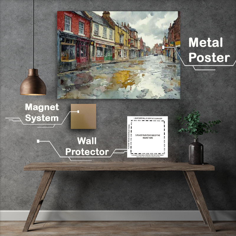 Buy Metal Poster : (Watercolour photorealistic illustration a rainy day)