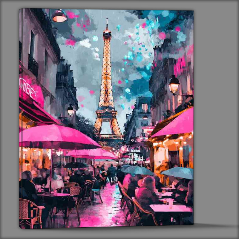 Buy Canvas : (A painting of the Eiffel Tower in Paris with people)