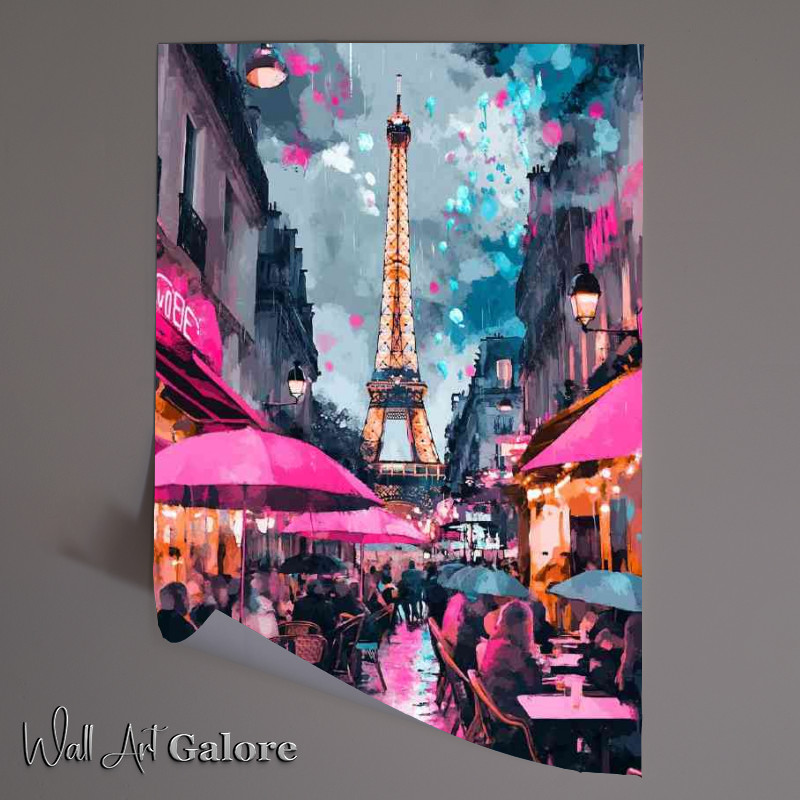 Buy Unframed Poster : (A painting of the Eiffel Tower in Paris with people)