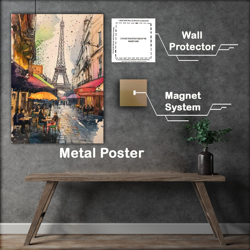 Buy Metal Poster : (Paris the Eiffel Tower in the background splash art)