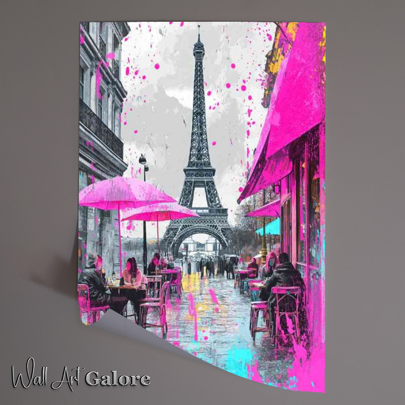 Buy Unframed Poster : (The Eiffel Tower in Paris people seating)