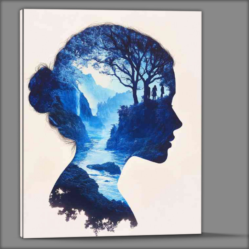 Buy Canvas : (Beautiful womans face in profile is depicted deep forest)