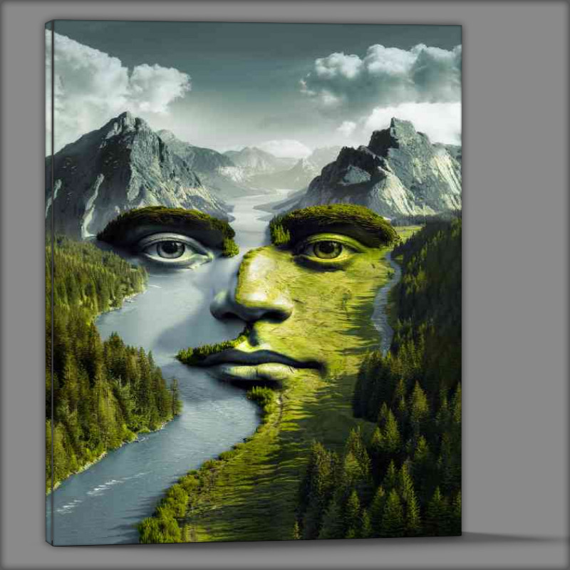 Buy Canvas : (Extraordinary hidden face withing the mountains)