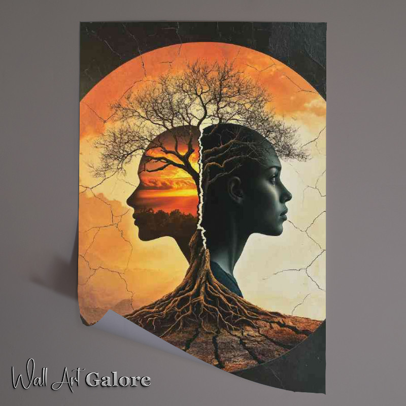 Buy Unframed Poster : (Man and woman stand with their backs to each other tree life)