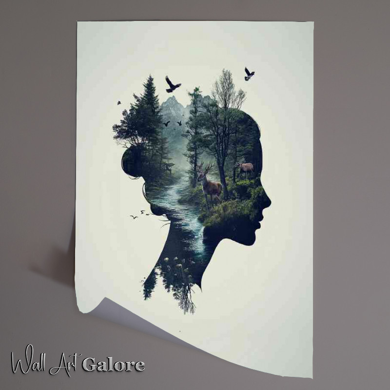 Buy Unframed Poster : (Natures harmony with trees and flying birds)