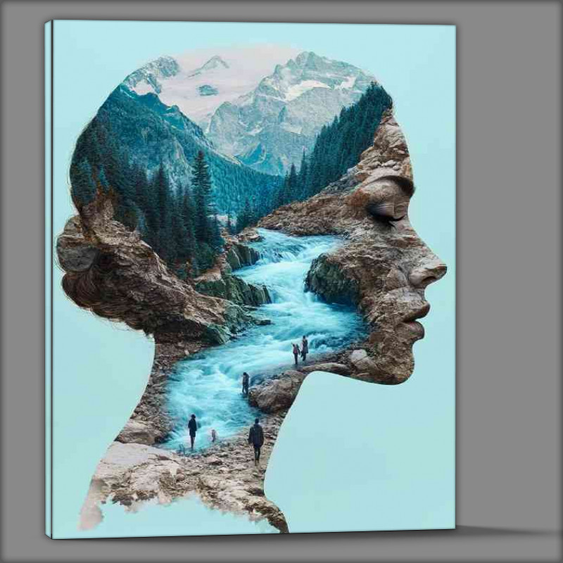 Buy Canvas : (The face through the waterfall)