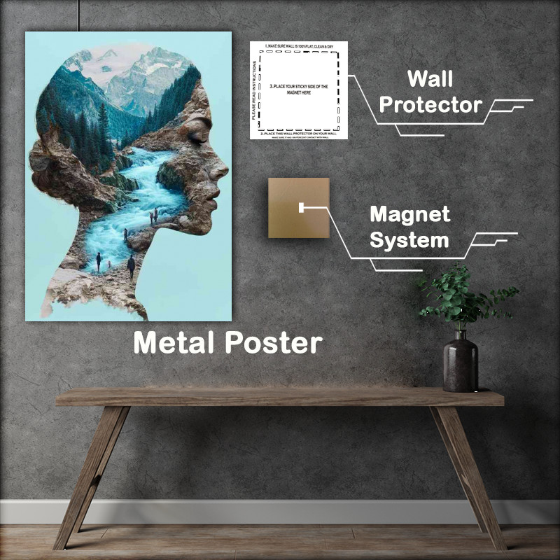 Buy Metal Poster : (The face through the waterfall)