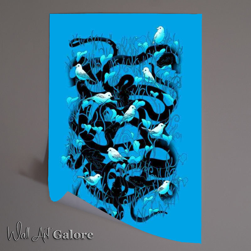 Buy Unframed Poster : (Snakes And Birds Blue)
