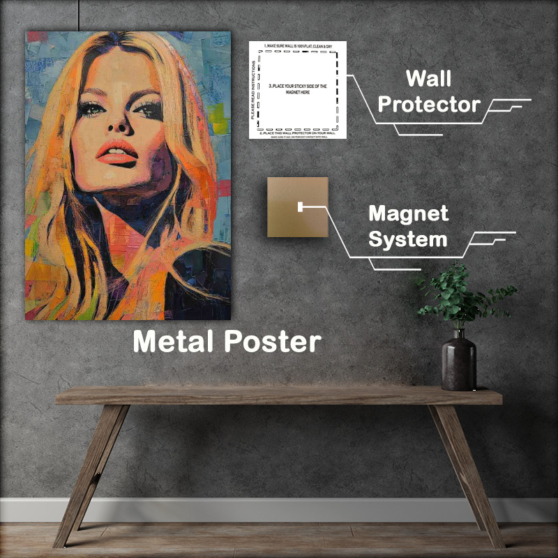 Buy Metal Poster : (A portrait of Brigitte Bardot made with colorful paint style)