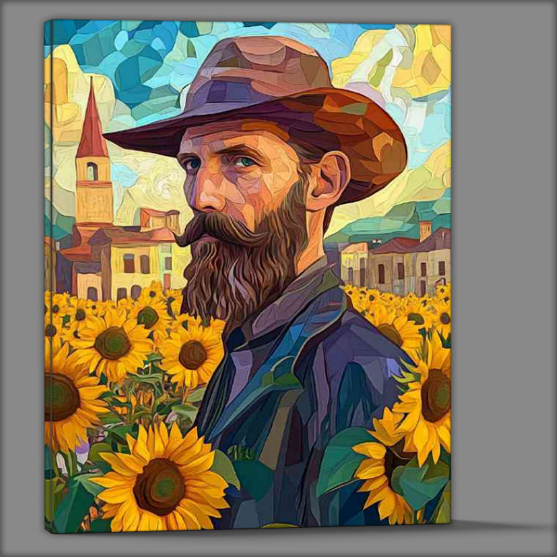 Buy Canvas : (A portrait of the writer Dostoevsky in a field of sunflower)