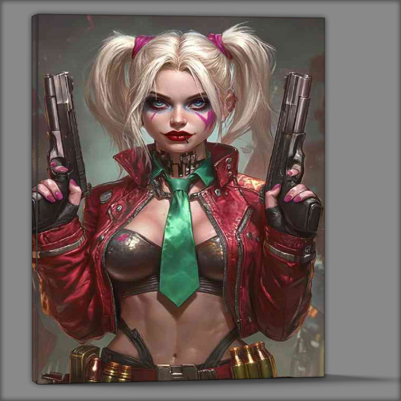 Buy Canvas : (Beautiful Harley Quinn holding two guns)