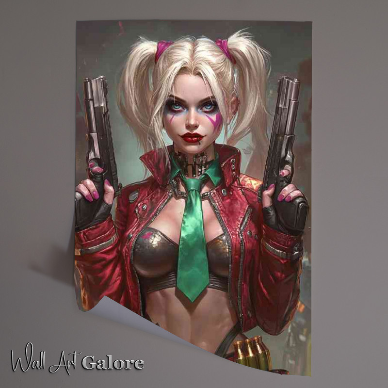 Buy Unframed Poster : (Beautiful Harley Quinn holding two guns)