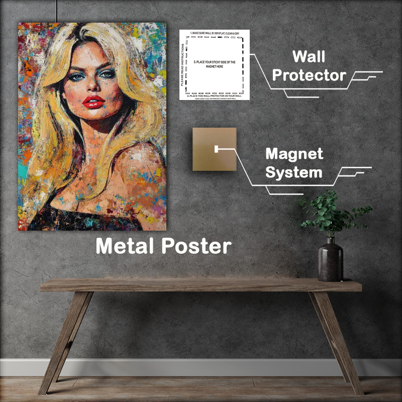 Buy Metal Poster : (Brigitte Bardot made with colorful mixed media)