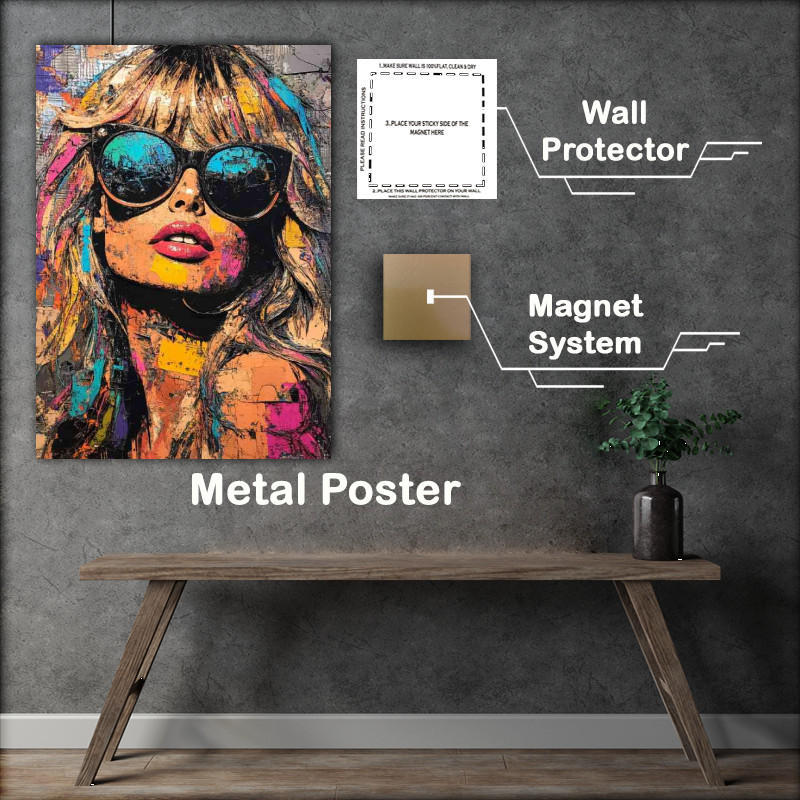 Buy Metal Poster : (Brigitte Bardot made with colorful splashed art)