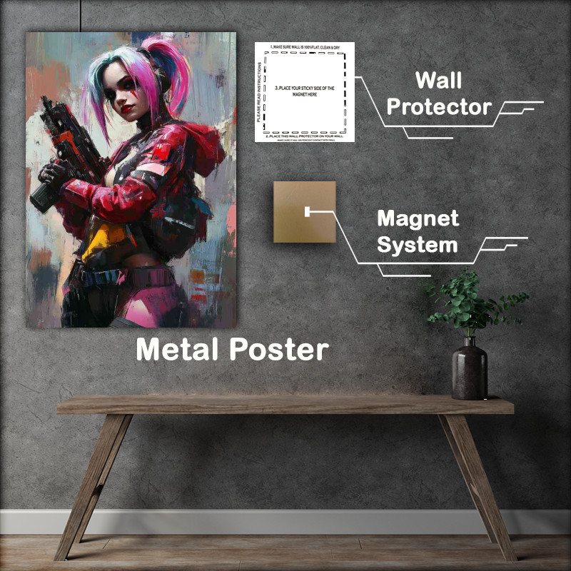 Buy Metal Poster : (Harley Quinn in the style of abstract strokes)