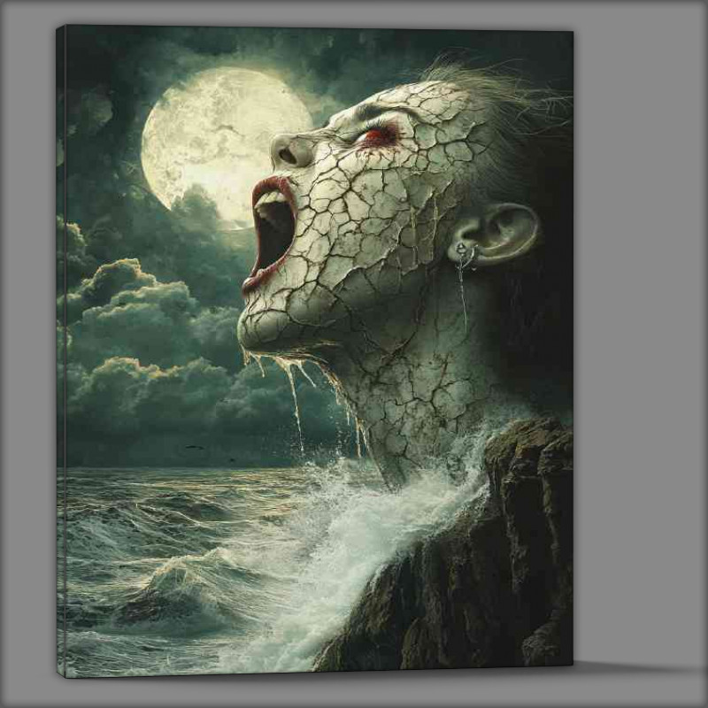 Buy Canvas : (Evil woman with cracked skin and red eyes)