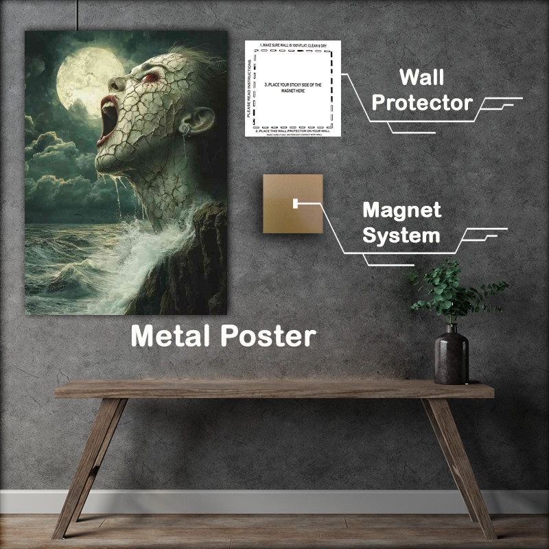 Buy Metal Poster : (Evil woman with cracked skin and red eyes)