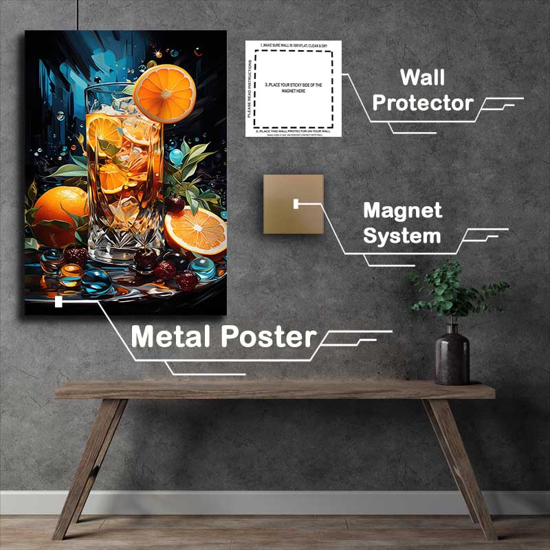 Buy Metal Poster : (Orchid Breeze Bellini drink colorful fruit)