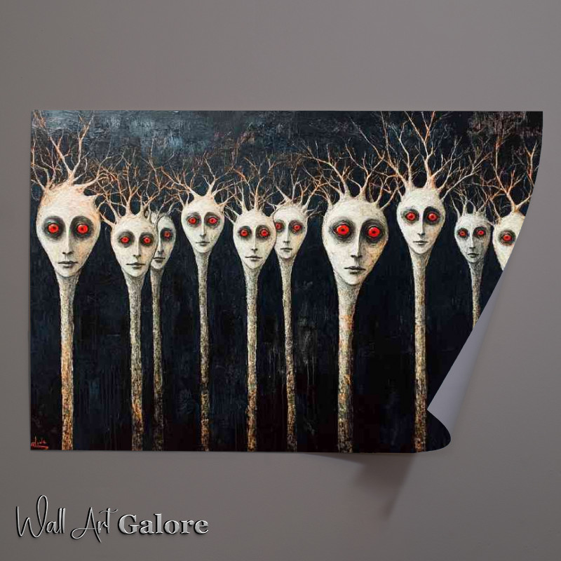Buy Unframed Poster : (Painting depicting numerous red eyes and white long heads)