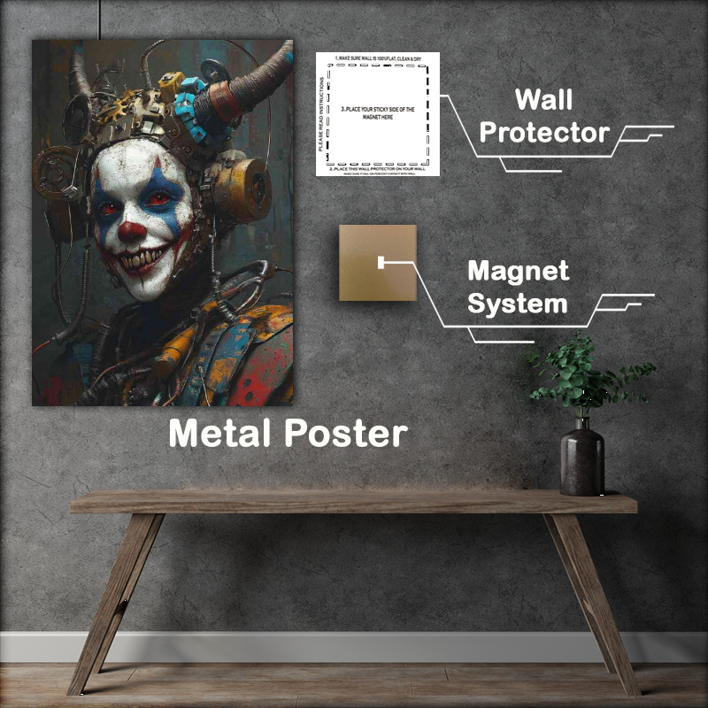 Buy Metal Poster : (A jester with horns and colorful makeup)