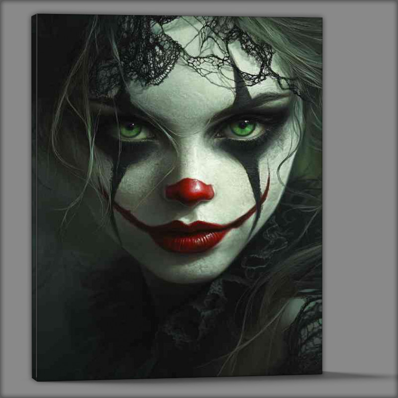 Buy Canvas : (Beautiful woman with large green eyes and)