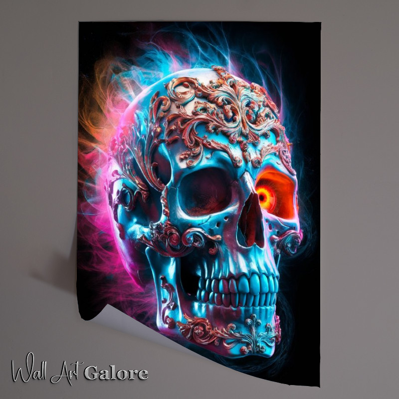 Buy Unframed Poster : (Detailed and vibrant skull intricately designed)