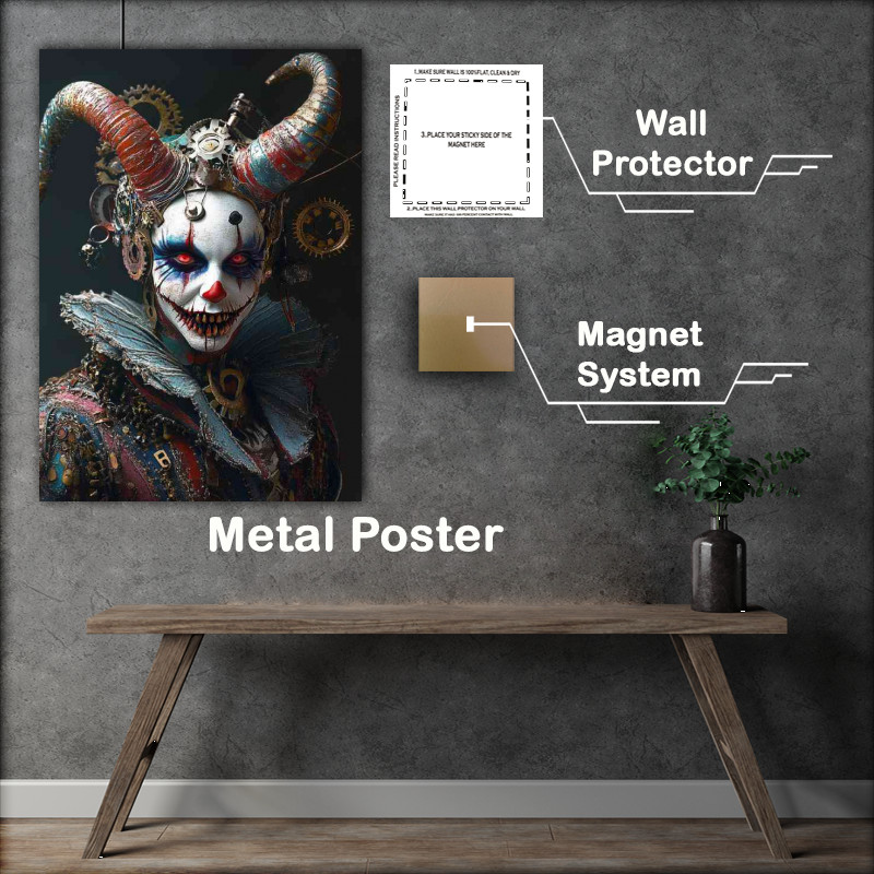 Buy Metal Poster : (Jester with horns and colorful makeup)