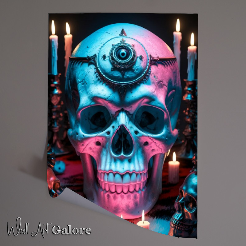 Buy Unframed Poster : (Vividly detailed skull illuminated in hues)