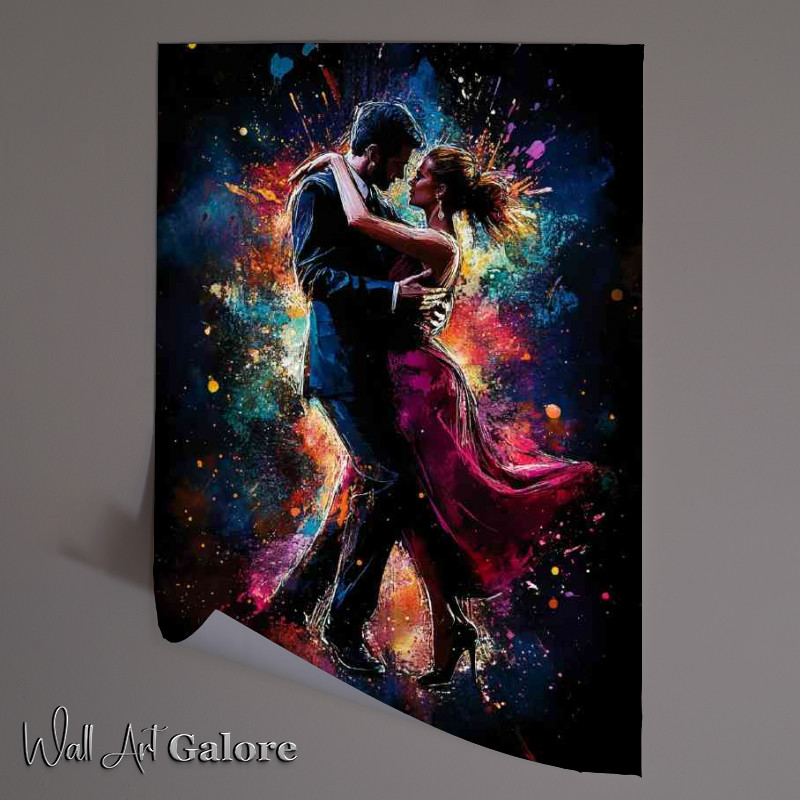 Buy Unframed Poster : (Couple dancing the tango with colorful splashes of colours)