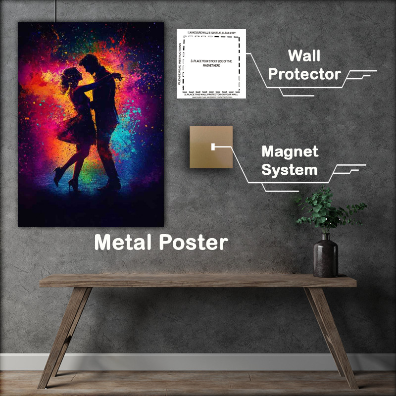Buy Metal Poster : (Dancing the tango with colorful splashes of colours)