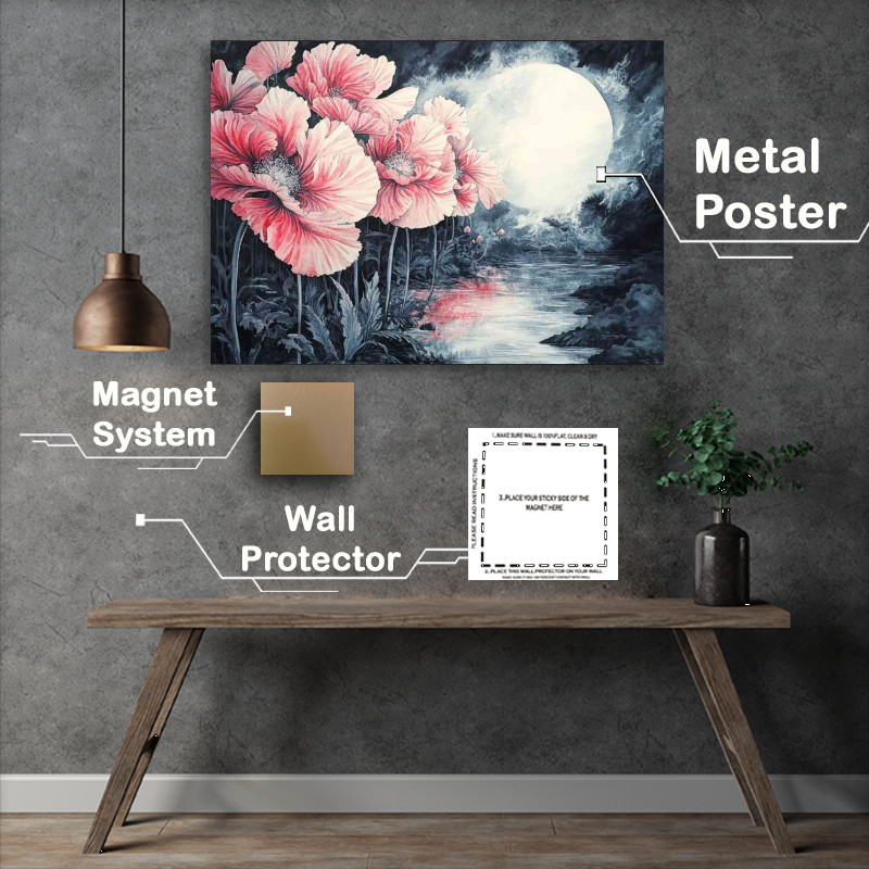 Buy Metal Poster : (Watercolor painting of giant flowers)