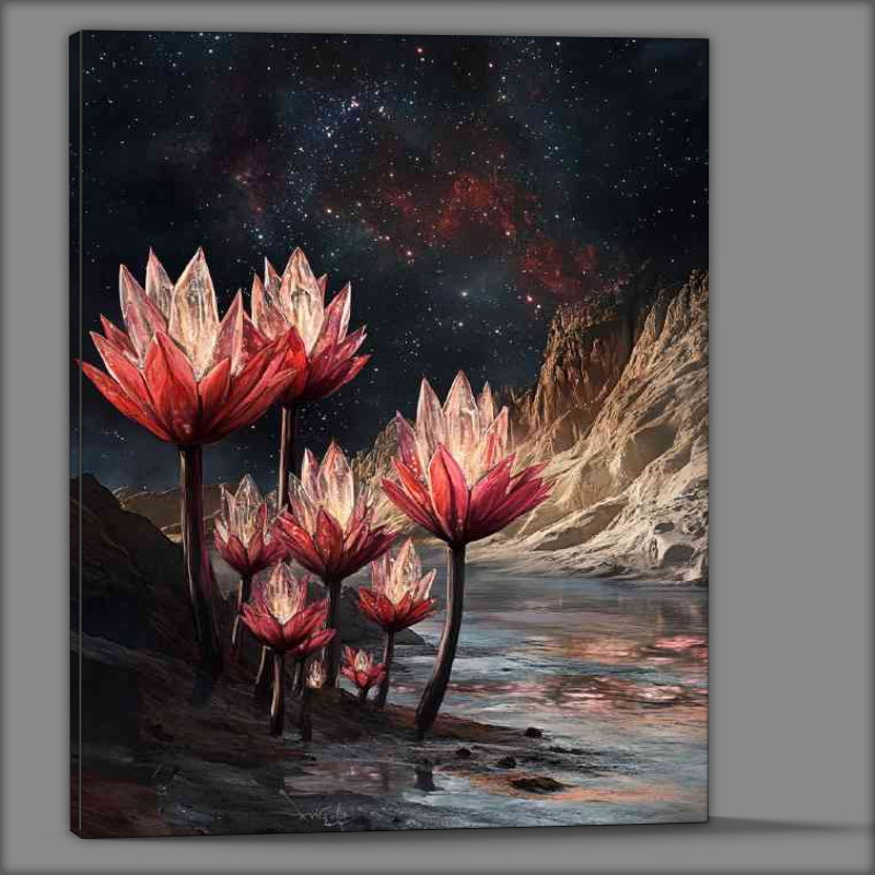 Buy Canvas : (A Crystal lotus flowers with red pettles)