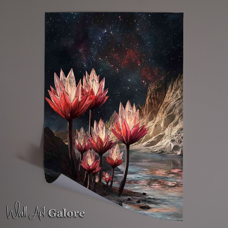 Buy Unframed Poster : (A Crystal lotus flowers with red pettles)