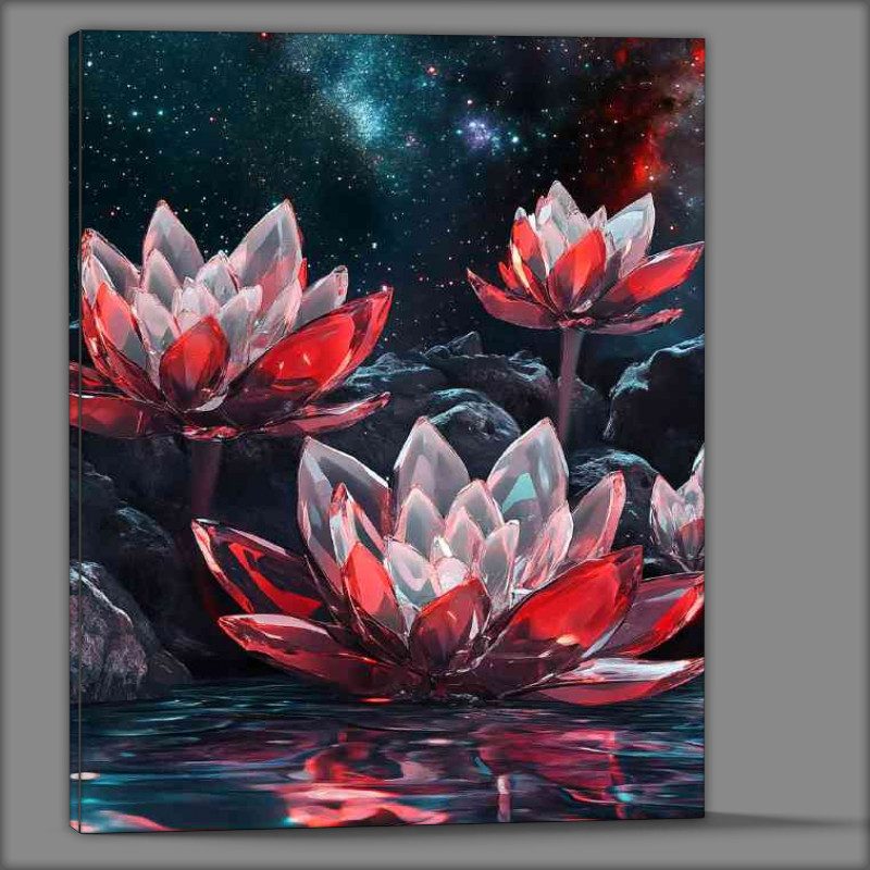 Buy Canvas : (Crystal lotus flowers with red pettles)