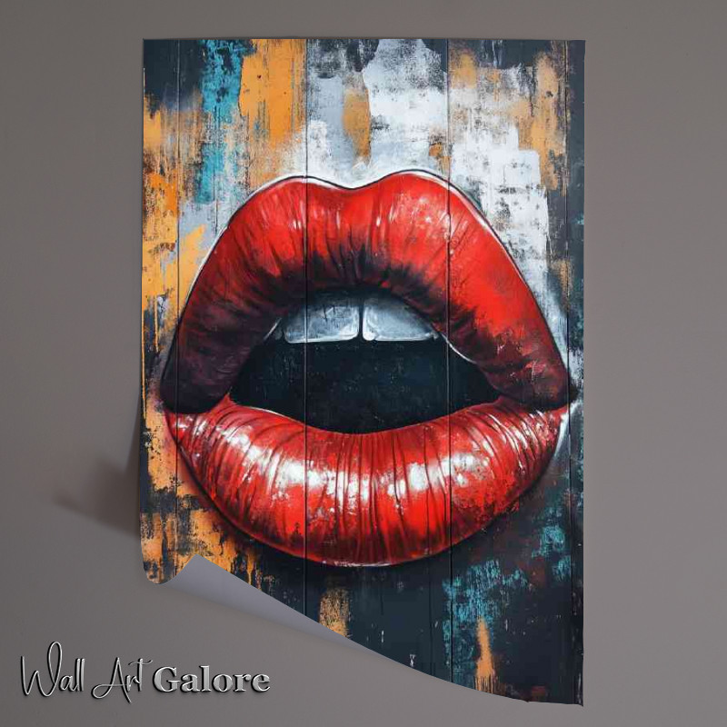 Buy Unframed Poster : (Graffiti art featuring large red lips spray paint)