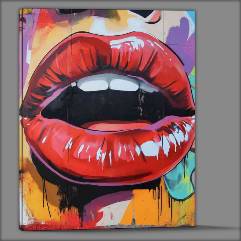 Buy Canvas : (Graffiti art featuring large vibrant red lips)