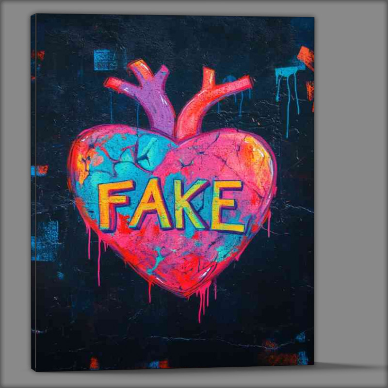 Buy Canvas : (Graffiti art of a heart Fake)