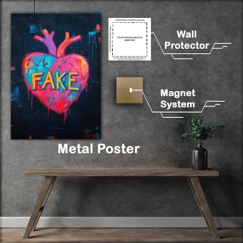 Buy Metal Poster : (Graffiti art of a heart Fake)
