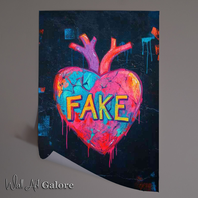 Buy Unframed Poster : (Graffiti art of a heart Fake)